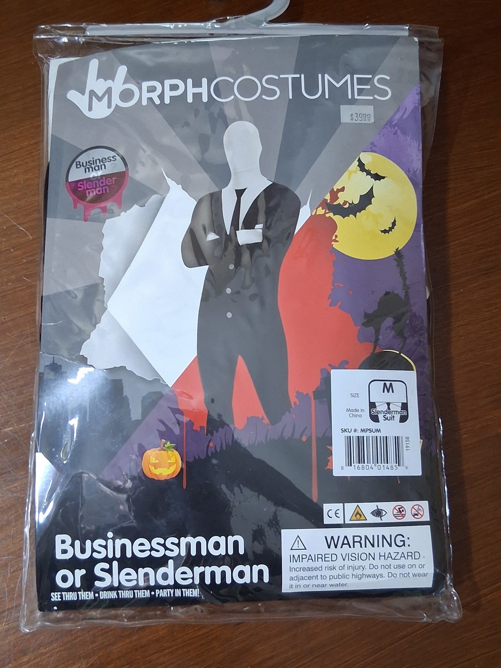 Morph Kids Businessman or Slenderman Costume - Black & White